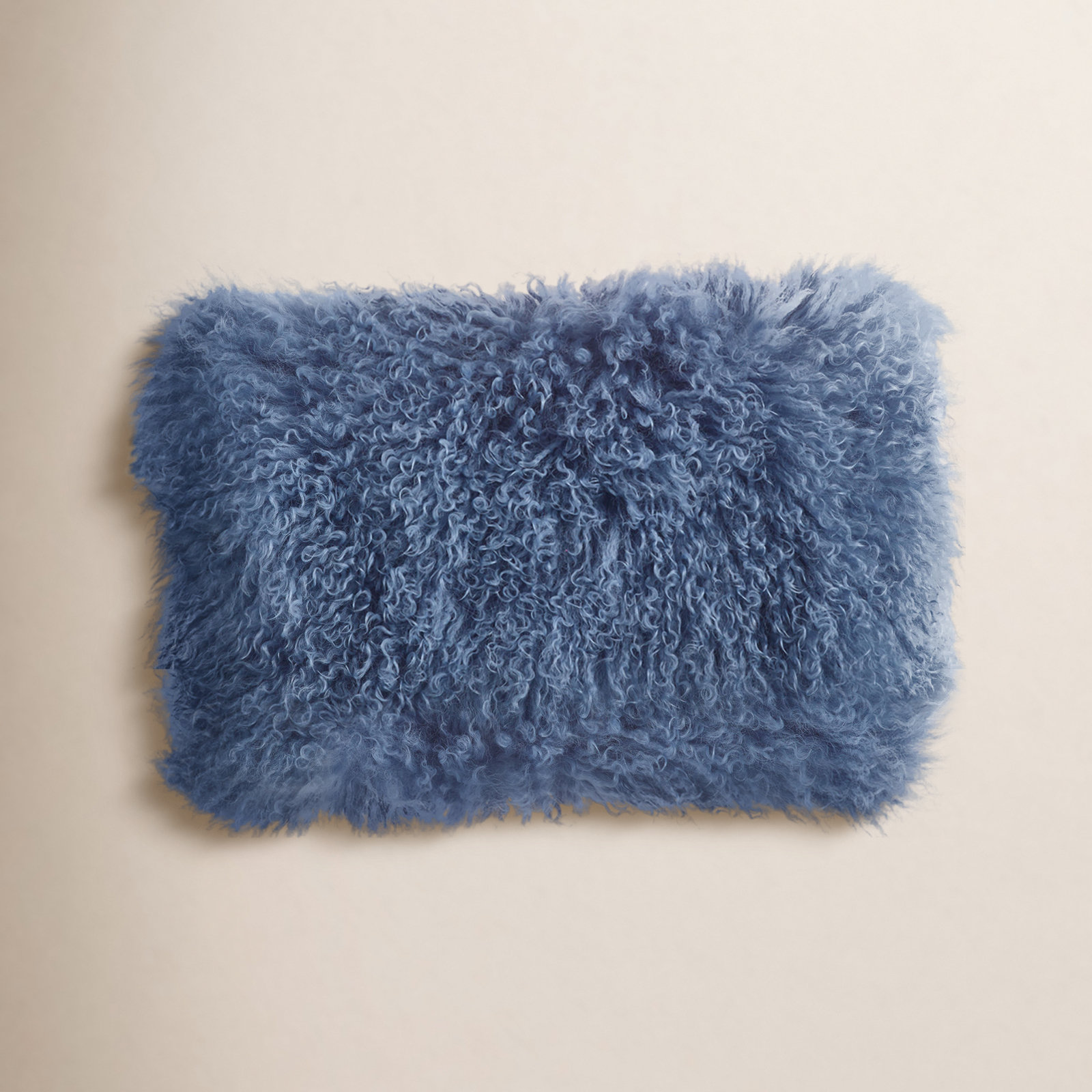 Iyana Wool Lumbar Throw Pillow, Blue/Gray, 12"H x 20"W
