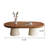 51.18" Modern Oval Coffee Table Living Room Coffee Table Accent Table With Dual-Tone Design And Sturdy Base