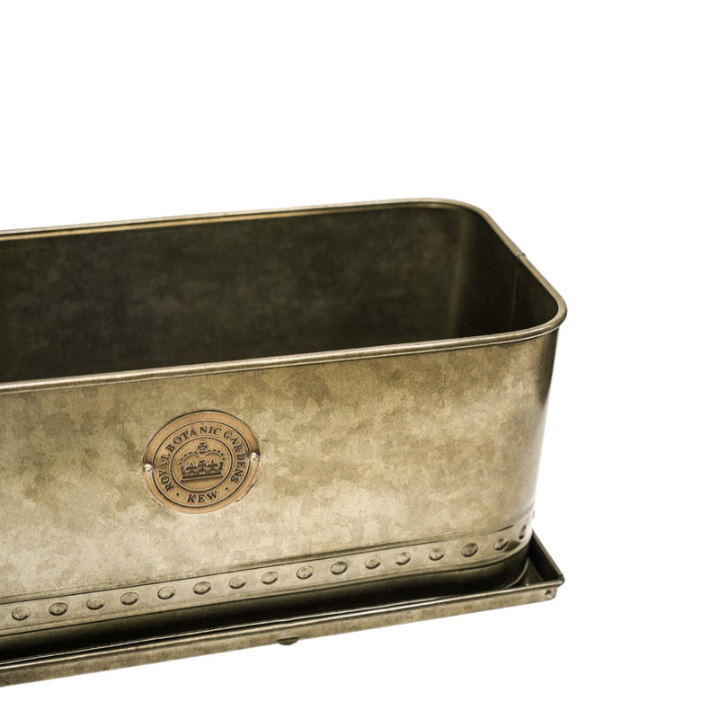 Kew Regency Outdoor Planter, Aged Brass, 17 cm H x 43 cm W x 19 cm D