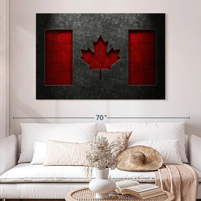 Borges Canadian Flag Stone Texture, 34" H x 51" W
