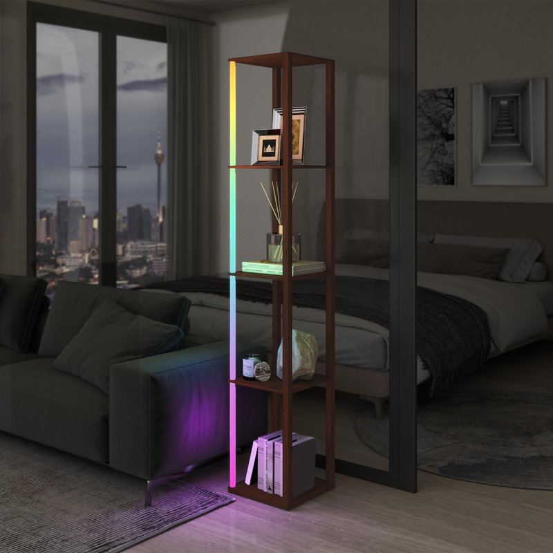 163cm Matte LED Column Floor Lamp, Brown