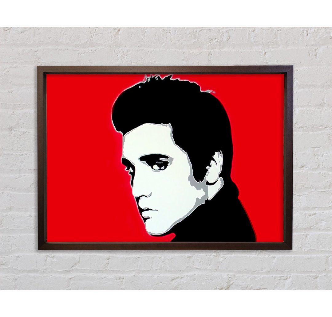 Elvis Portrait Rot - Einzelner Bilderrahmen Kunstdrucke auf Leinwand