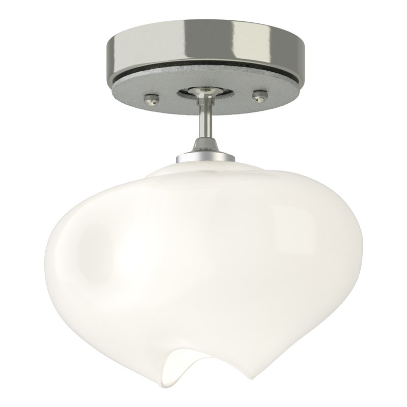 Ume Frosted Glass 1 - Light Semi Flush Mount, Vintage Platinum, Sterling