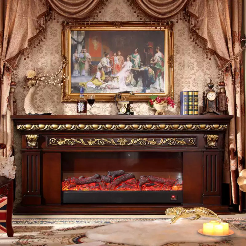 American-style simulated flame electric fireplace, Brown