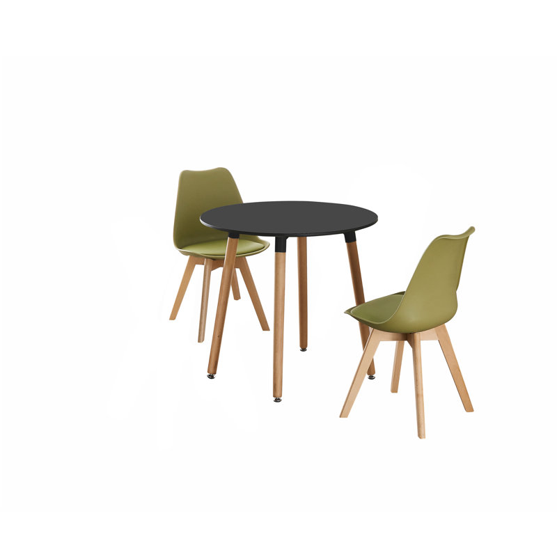 Todmorden Dining Set a Dining Table & 2 Person Faux Leather Upholstered Dining Chairs, Lime Green