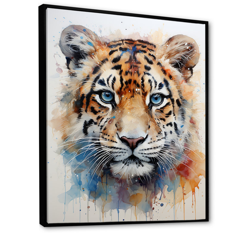 Portrait de tigre majestueux - art mural tigre pour le salon, Cadre flottant noir, H 32 po x l 24 po
