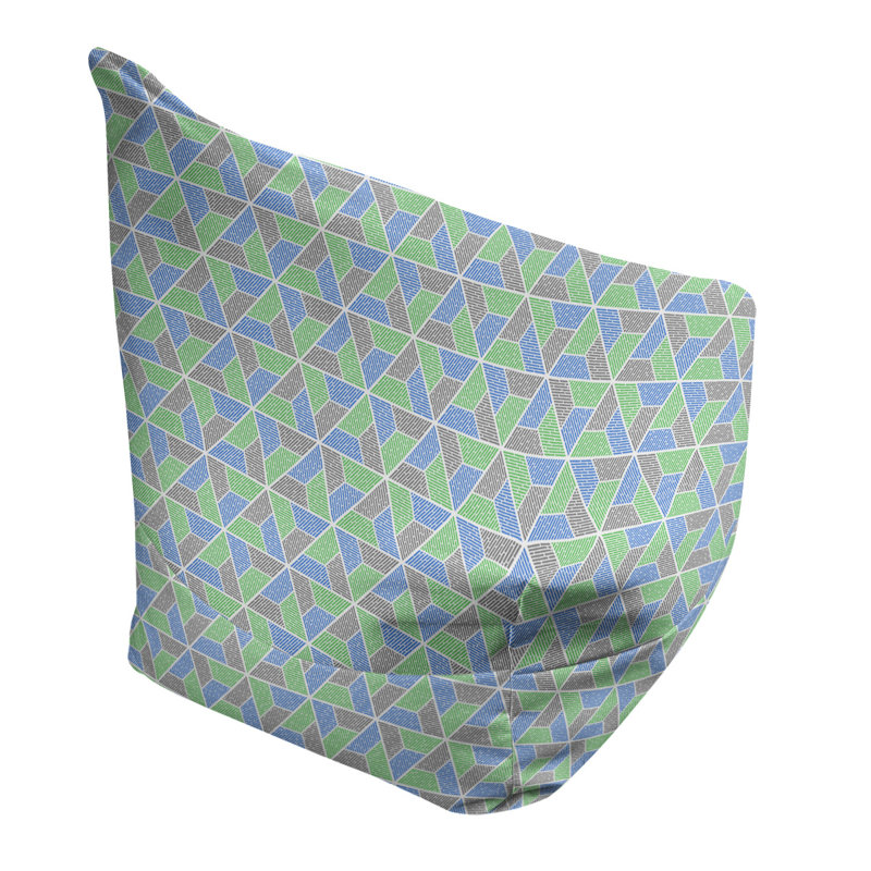 Fauteuil à billes Leffel, Pouf fauteuil, H 27 po x L 30 po x P 25 po, Gris clair/bleu/vert clair