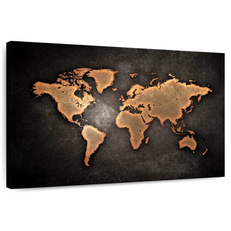 Carte du monde rétro Aliaz, H 8 po x l 12 po