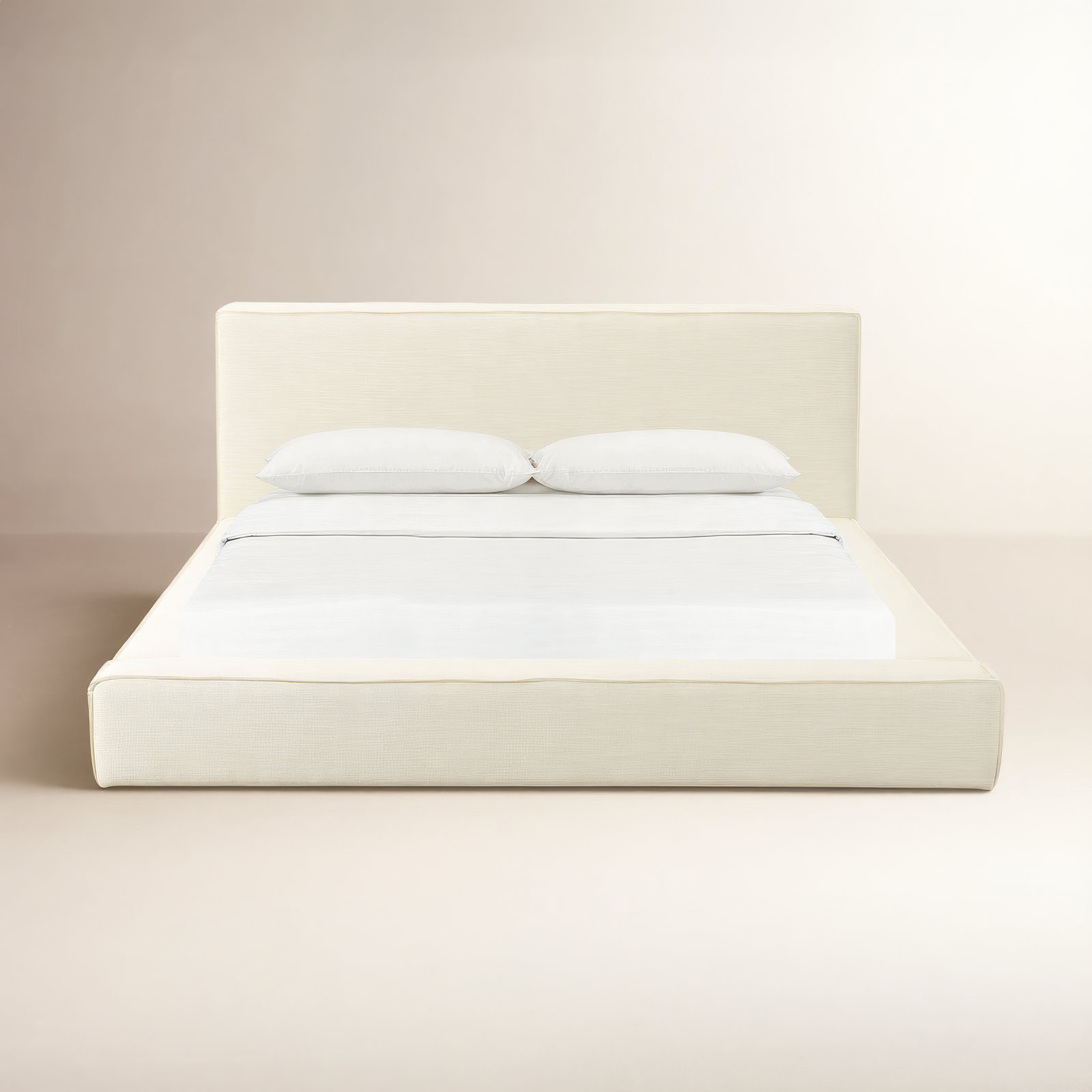 Corda Linen Upholstered Bed, Queen, Cream