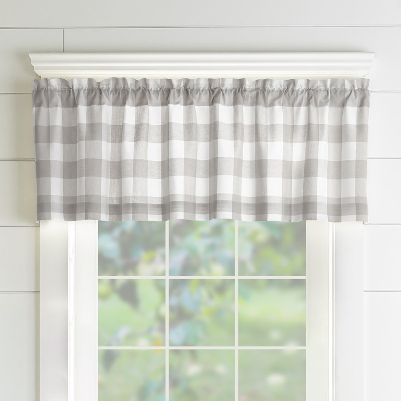 Skookum Cotton Striped Tailored Window Valance, Gray/White