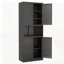Black Steel Kitchen Pantry Storage Cabinet With Large Countertop, Adjustable Shelves And Hooks