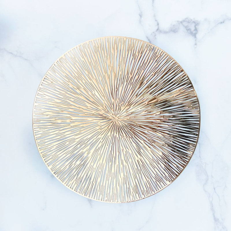 Polypropylene Plastic Abstract Round Placemat, Gold