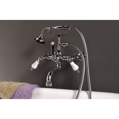 Wall Mount Telephone Faucet with Porcelain Handles by Strom Living