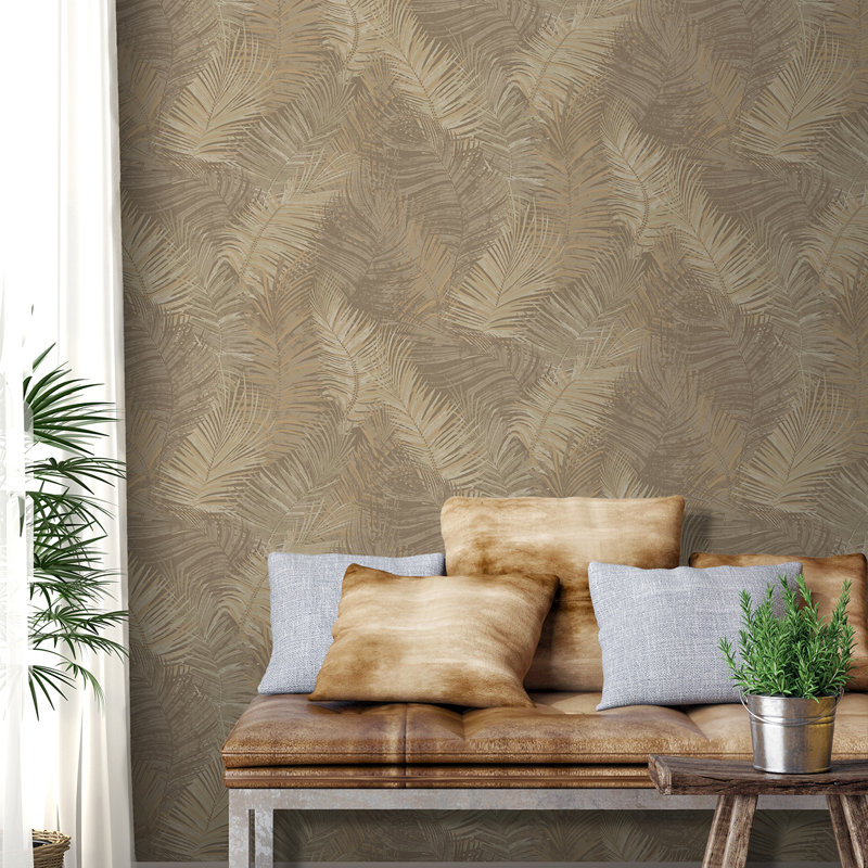 Papier peint adhésif Palm Haven, Beige et brun