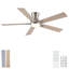 52" Modern Brushed Nickel Finish Reversible Quiet Motor Ceiling Fan With Light And Remote Control
