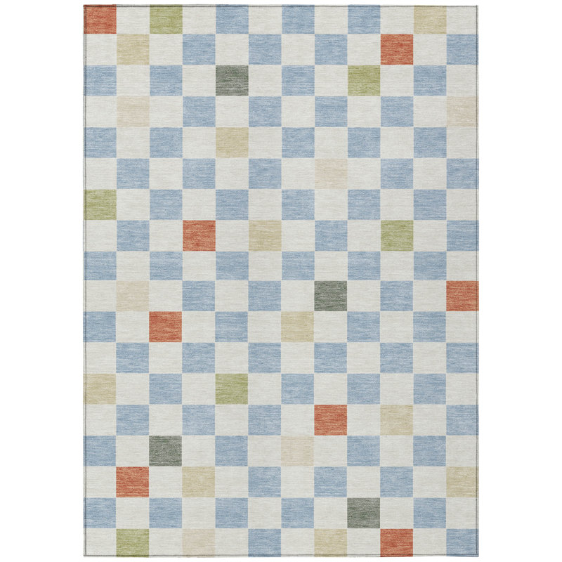Machine Washable Indoor/Outdoor Chantille ACN2656 Geometric Rug, Sky, 5' x 7'6"