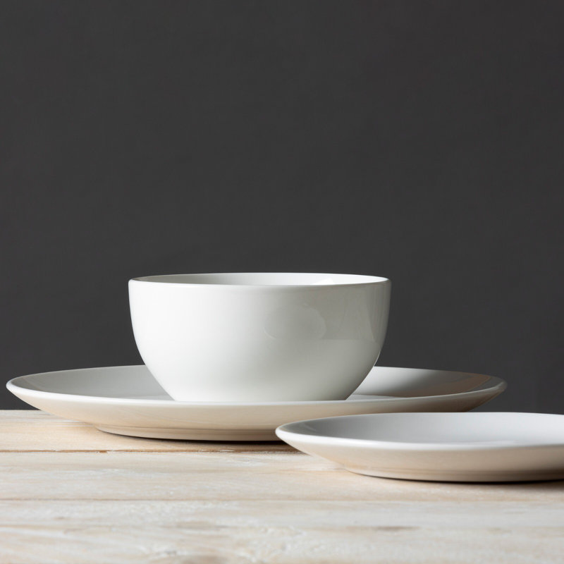 Islington 12 Piece Dinnerware Porcelain White Set Dishwasher Microwave Safe Up To 4 Places Family & Guest
