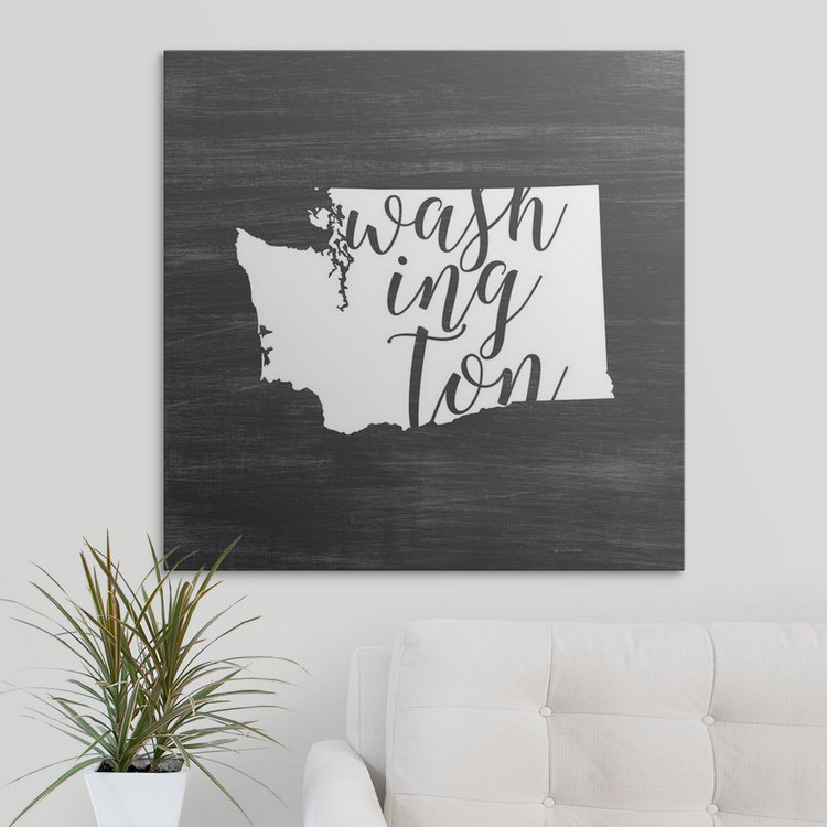 Home State Typographie Washington - impression d'art graphique, H 35 po x l 35 po x P 1,5 po, Toile