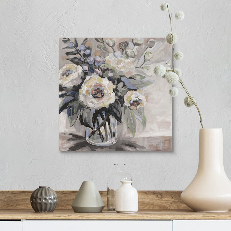 «Delighted Greige» par Jeanette Vertentes - reproduction d'art sur toile, H 12 po x l 12 po x P 1,25 po, Toile tendue