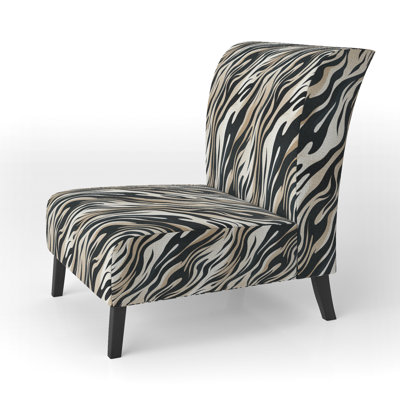 Fauteuil de chambre beige et noir sophistiqué Zebra Sophistication - Revêtement en velours moderne et contemporain