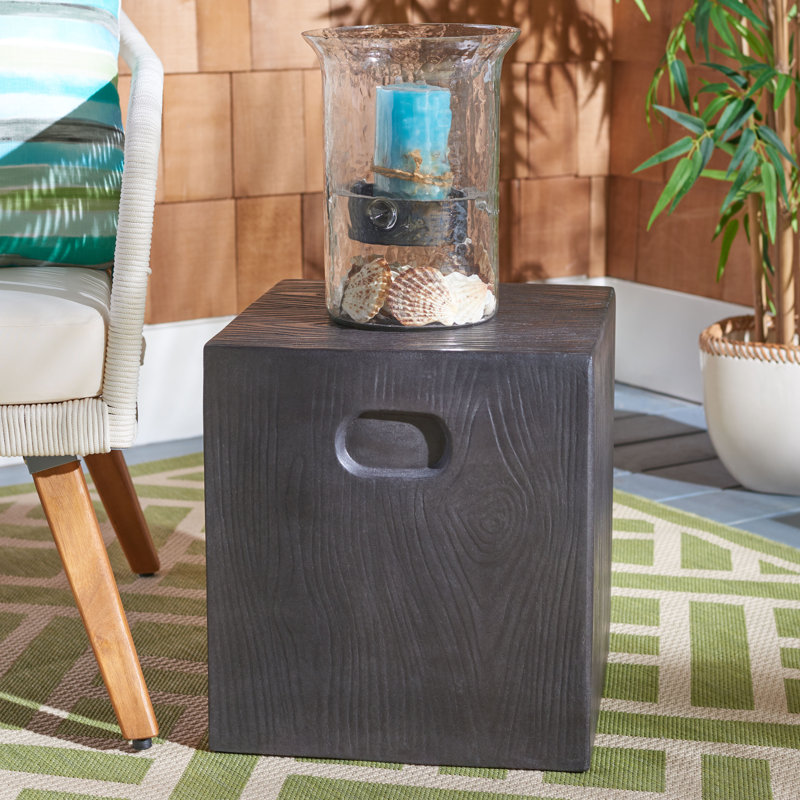 Quiles Concrete Top End Table, Black