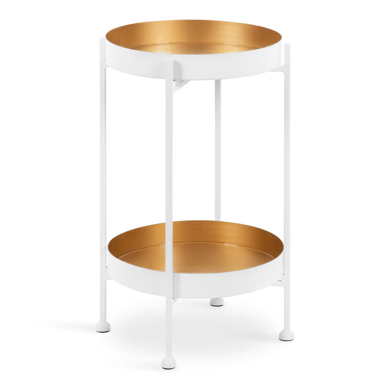 Antonne End Table, White, Gold