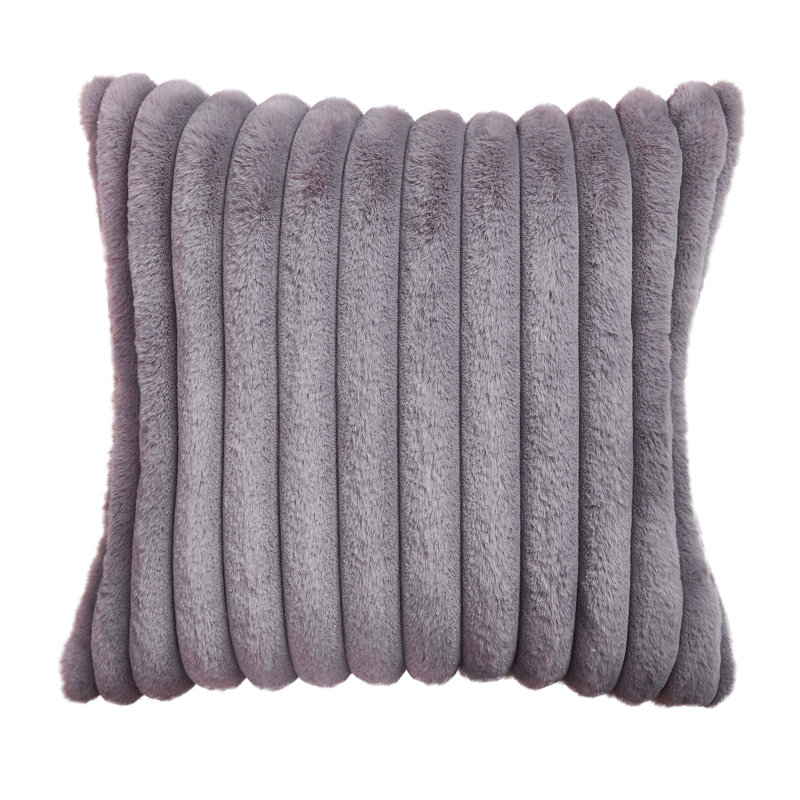 Faux Fur Reversible Throw Pillow, Grey, 20"H x 20"W