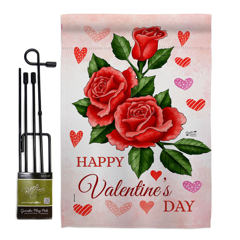 Ensemble de drapeaux en polyester 18 x 13 po Valentine Rose