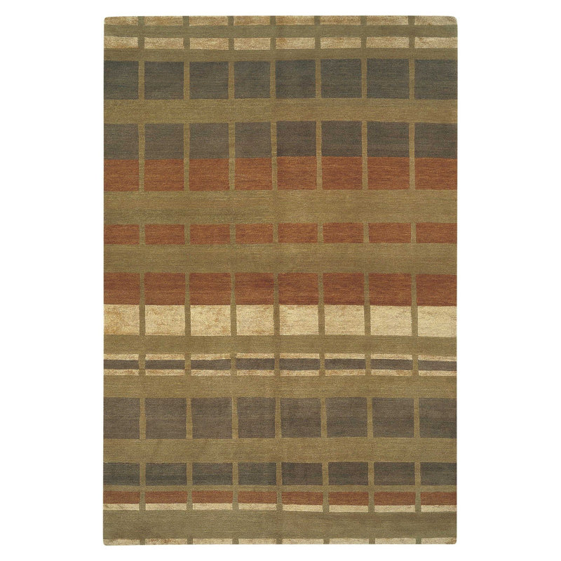 Geometric Area Rug in Beige/Brown/Green, Rectangle 8' x 10'