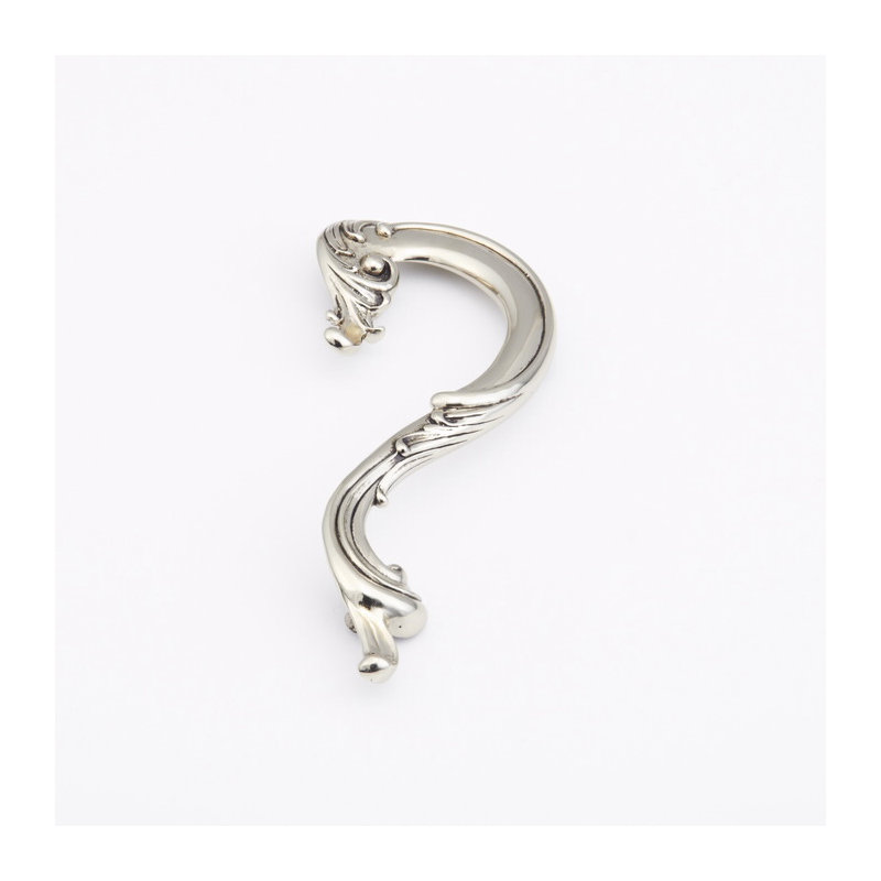 French Court Novelty Pull, White Brass