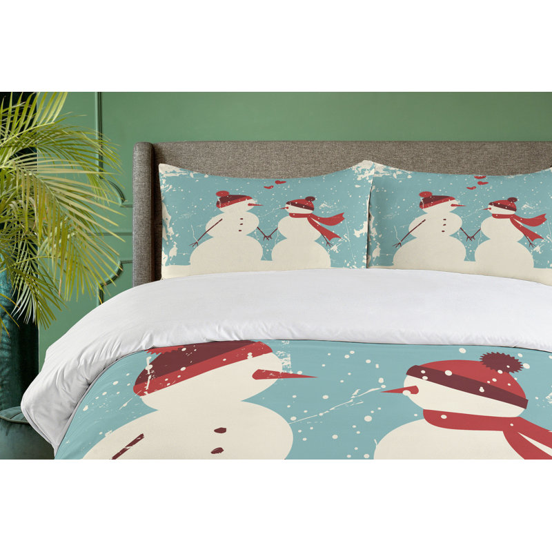 King Snowman and Woman Christmas Duvet Cover Set
