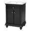 Meuble-lavabo moderne de 61 cm (24 po) avec lavabo en céramique, design à panneaux surélevés et pieds tournés vers le haut, tiroir basculant, étagère réglable et charnières à fermeture douce.-636204096
