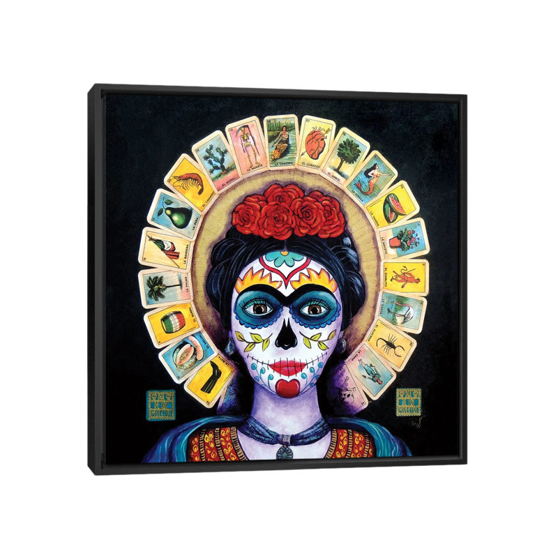 Frida Loteria, Cadre noir, H 12 po x l 12 po x P 1,5 po
