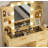 Vanity Table with Mirror and Lights, Vanity Desk and Cushioned Stool Set with Charging Station, Storage Drawers and Transparent Tabletop for Women Girls Bedroom, Oak-280775633