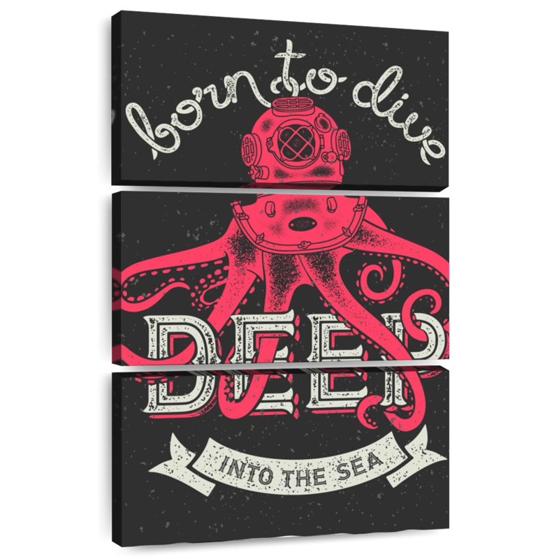 Enseigne Tergel Born To Dive, H 32 po x l 20 po