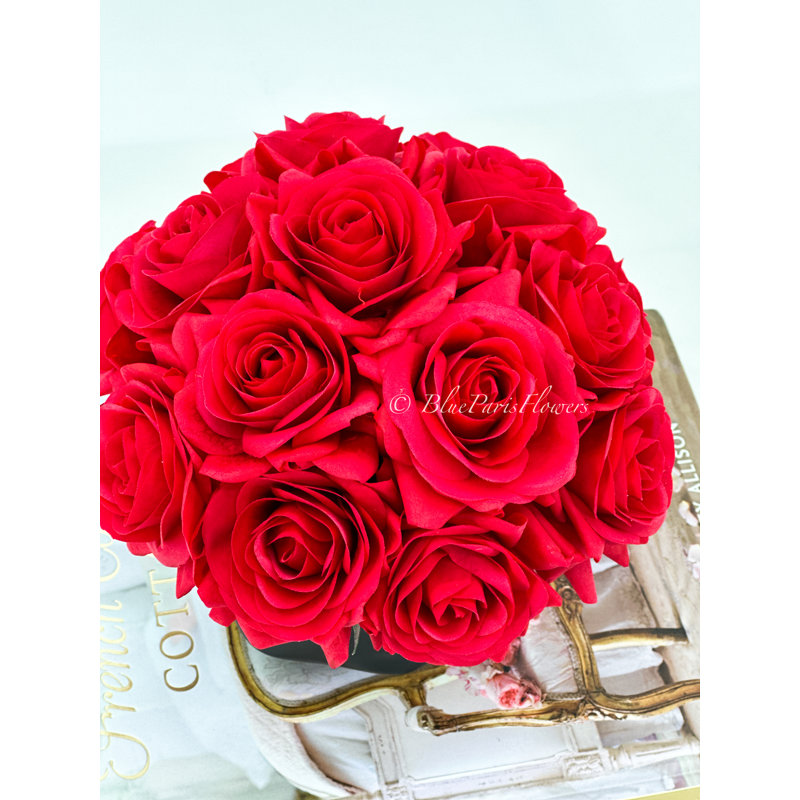 Centre de table artificiel Real Touch Rose, Rouge