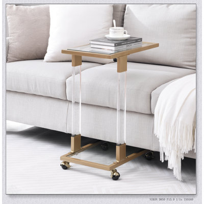 Acrylic Sofa Table With Glass Top And Metal Base, Perfect For Modern And Functional Living Spaces