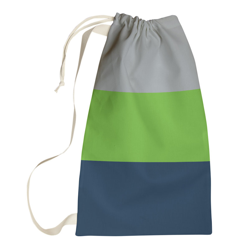 Fabric Laundry Bag with Handles, Medium (36" H x 28" W x 1.5" D), Pittsburgh Gray Side/Green Mid