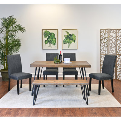 Ashzo Dining Set, Hairpin Dining Table with Chairs