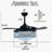 42’ - Black Heart Crystal Invisible Fan Light - Remote Dimmable - For Living Room, Kitchen Island, Bedroom, Etc.