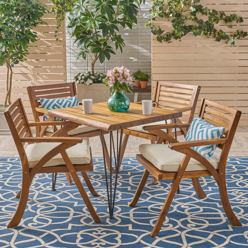 Jasmine 5 Pieces Dining Set with Cushions