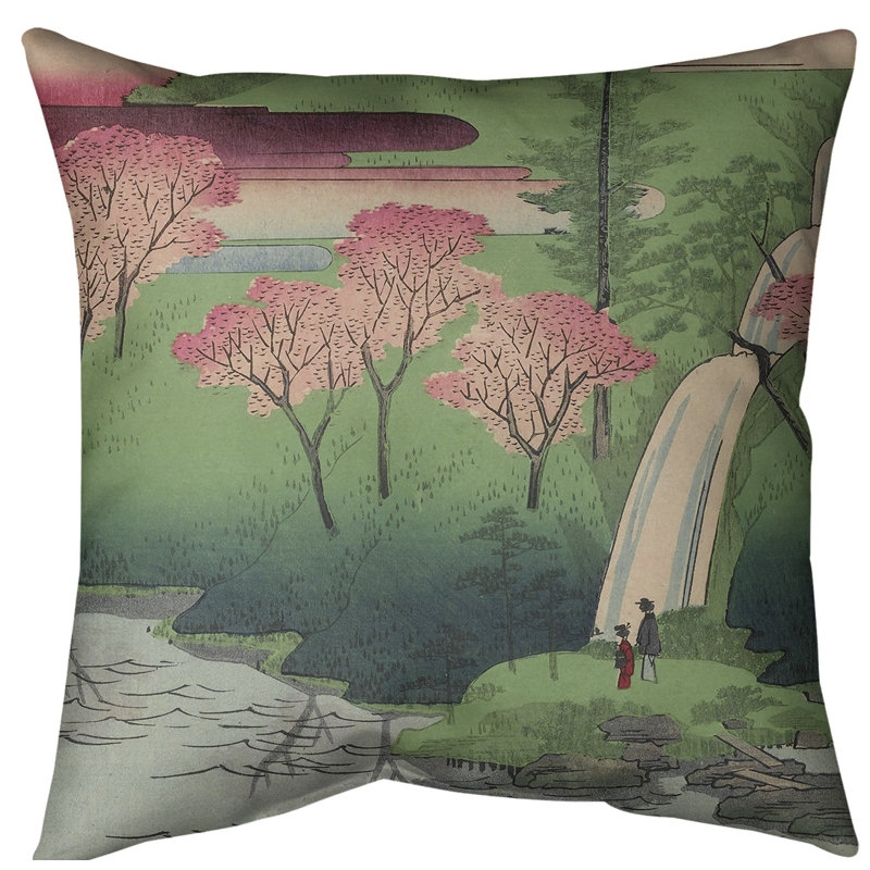 Coussin décoratif chiyogaike étang, 20 po x 20 po, Duvet synthétique, Rose