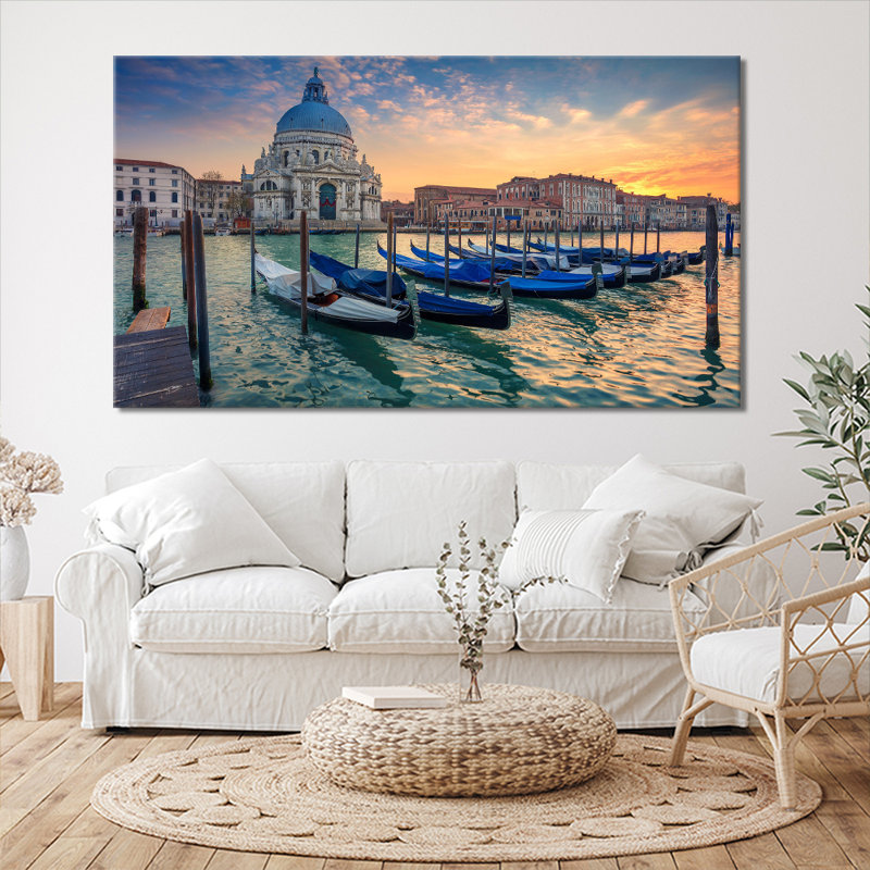 Gondolas In Venice - Wrapped Canvas Print, 31cm H x 51cm W x 2cm D