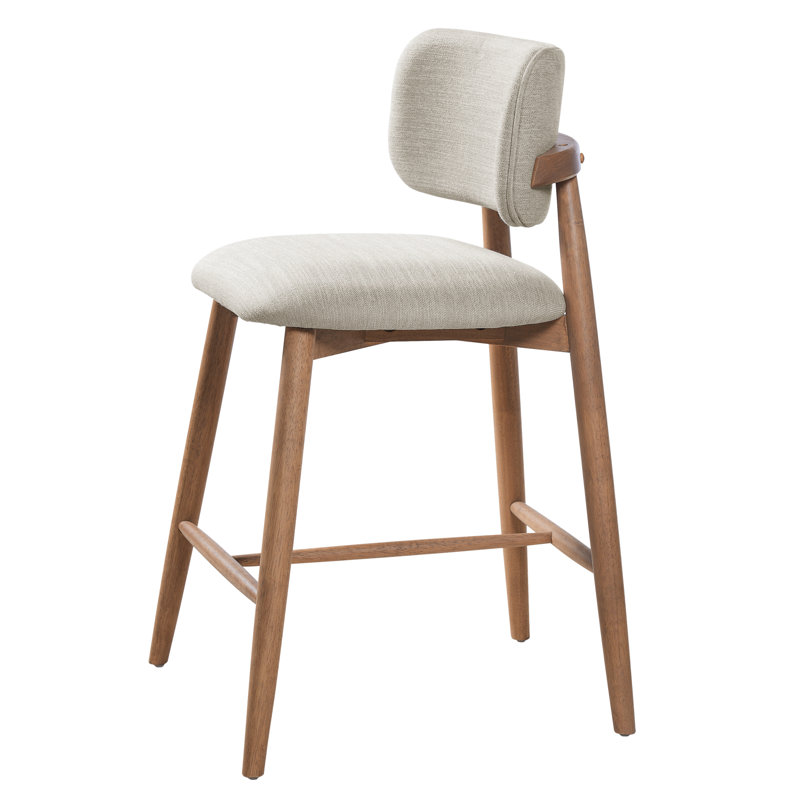 Tabouret de comptoir Talin, Coussin beige / structure naturelle