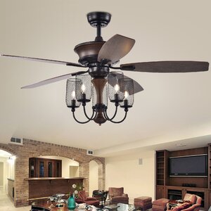 52" Jeffersonville 5 - Blade Chandelier Ceiling Fan with Remote Control and Light Kit Included