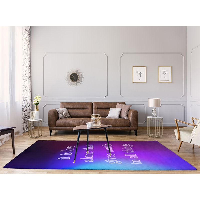Tapis en polyester à l’arrière-plan multicolore citation inspiration, Rectangle 5 pi x 7 pi