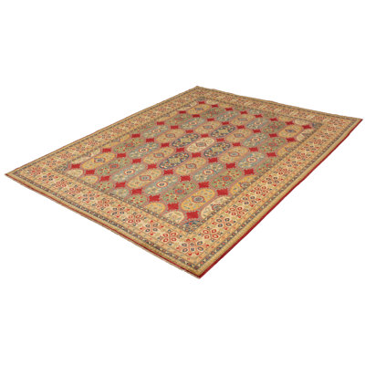 Tapis de zone en laine beige gazni 8 pi 10 po x 11 pi 9 po à la main one-of-kind-noué la 2010 Engli