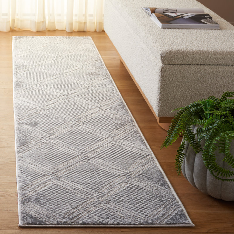 Tapis gris / ivoire Hanna 119, Tapis de couloir 2 pi x 8 pi