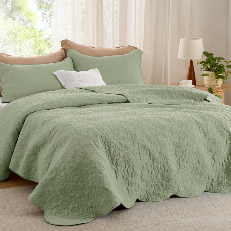 Ensemble de courtepointe prélavée Literie - Couvre-lit ultra doux, Courtepointe pour grand lit + 2 taies décoratives