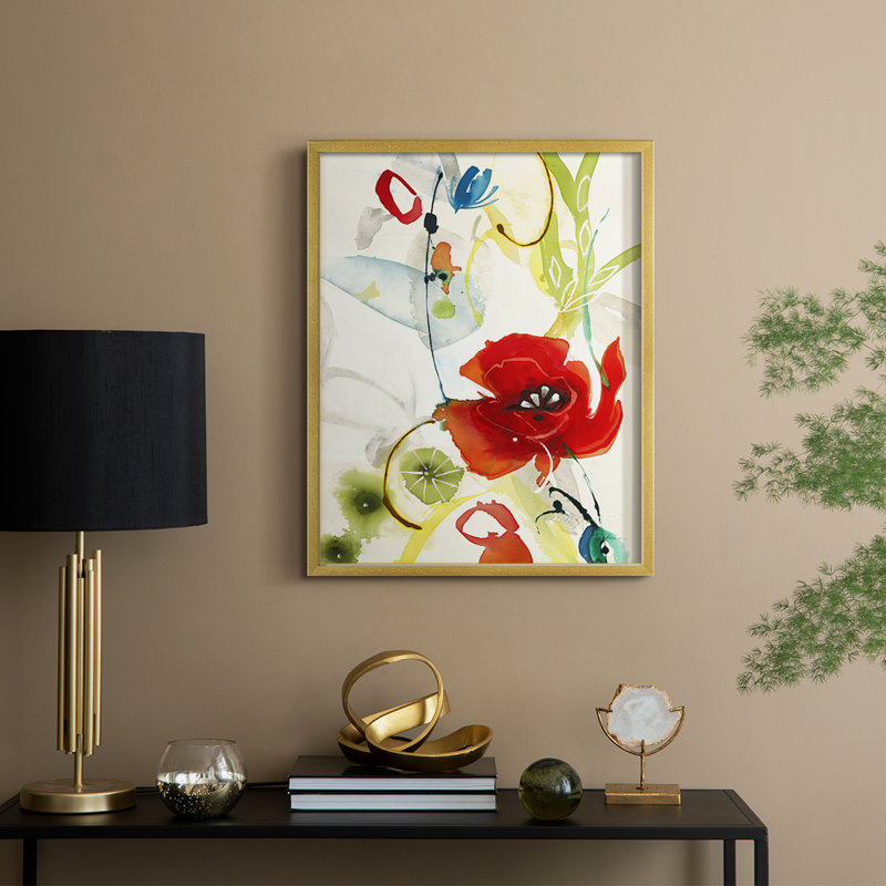 Reproduction encadrée de couleur locale II - bois massif, H 30 po x l 24 po, Doré